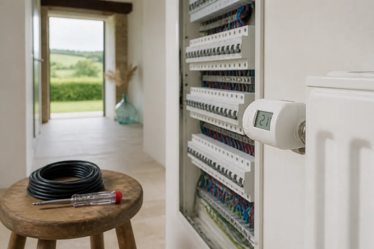 Thermostat de radiateur électrique affichant une température de consigne